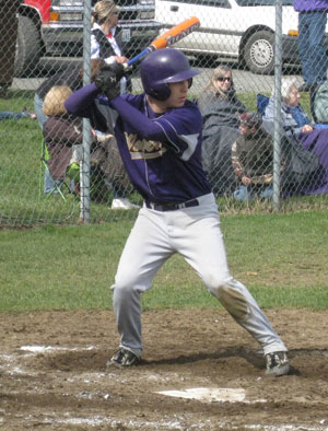 Eddie Nash steps to the plate against the Braves on Saturday.