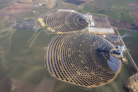 A solar array that provides power for 10,000 houses, in Spain