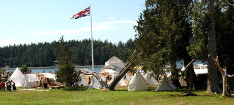 The re-enactors spent the night at British Camp over the weekend... photo by Janice Peterson
