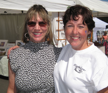 Debbie (left) and her pal Wendy at the Arts Fair last month