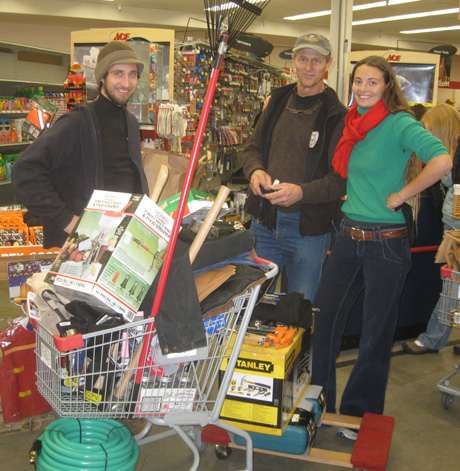 Art & Morgan Lohrey (right) load up at Ace Hardware's Half-Off Sale on Wednesday...it was crazy - the lines went back to the paint section in the back.
