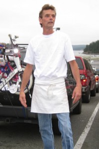 Gregg, on the street, dressed & ready to COOK! :)