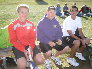 FHHS tennis players Nick (left), Alex & Matthew take a break between matches last Saturday.