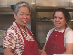 Avon, the owner of the Thai Kitchen, with Maria, who cooks there....