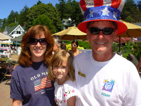 Kelly & Brent Snow, with Rachel, at the Fourth of July festivities at Roche Harbor...