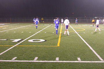 The artificial turf field at Mount Vernon in the pouring rain, in the 2004 playoffs...