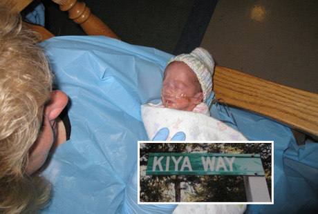 Baby Kiya & her sign....thanks, Marty!