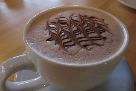 The design by Robin for hot chocolate at the Naked Bean....
