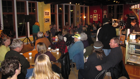 It was standing-room wall-to-wall people at The Naked Bean....