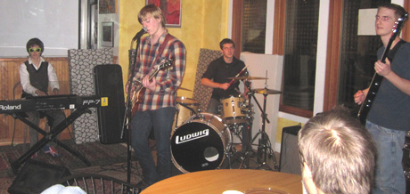 That was Saucerful (from left - Robin, Chris, Zach & Grant - playing the last set at the Naked Bean last night.