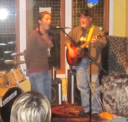 Caitlin Keys & Steve Keys singing for the Concert for SSIS & Haiti Sunday night at the Naked Bean. The place was full from 4-10pm with continual music...awesome!