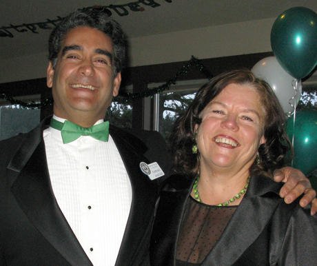 Soroptimist/Auctioneer Farhad Ghatan with President Nancy DeVaux... photo by Marie DiCristina