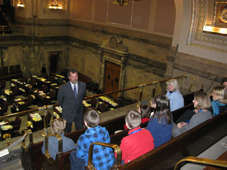 Senator Ranker explained the workings of the legislature to the students....