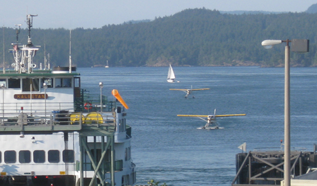 A couple of Kenmore planes land in the marina....photo by Josie Byington.