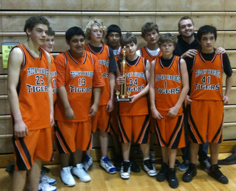 Last weekend, Coach Cody Anderson & the eighth grade "B" Tigers (above) took first in the season ending SWISH tournement in Mount Vernon; in their tournament, the "A" Tigers copped second place. Way to go, Tigers!