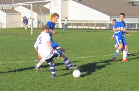 Freshman midfielder Brett Paul protects the ball just outside the box in the second half.