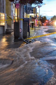 That's the scene on Spring Street on a Summer Friday night in 2012 at 8:15pm as a water main burst on Spring Street...the pipe was repaired by the next morning. Photo by Aaron Shepard (thanks, Aaron!) 