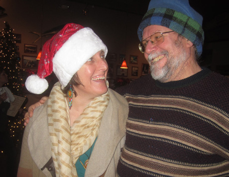 On Sunday, Amy & David Harold were in the holiday spirit at Haley's during the SeaHawk game - wahoo! (The 'Hawks' 42-13 win over the 49ers didn't hurt, either!)