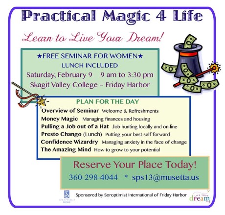 Life Skills Class for Women: Practical Magic 4 Life presented by Soroptimists of Friday Harbor