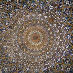 The interior cieling of the Pink Mosque in Shiraz (home of the shiraz grape).