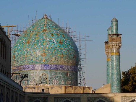 A mosque in Isfahan, Iran that was part of a former caravansari/madrassa undergoing some renovations