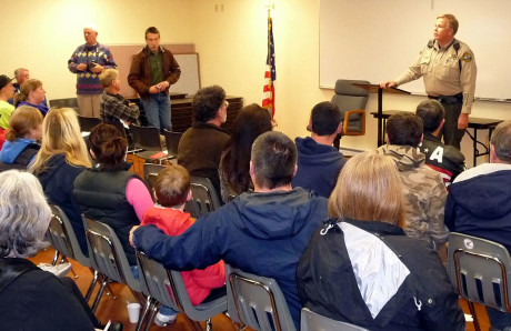 Sheriff Rob Nou speaks at the first of several planned Town Hall Meetings - Minnie Knych photo
