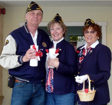 Left to Right: Jim Knych, Vietnam veteran, Alex Gavora and Minnie Knych American Legion Auxiliary members.