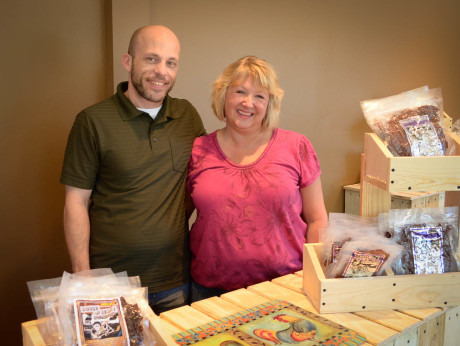 Mike Lineback and Cindy Crowe, owners of the new House of Jerky in the back of Jeri's Mall