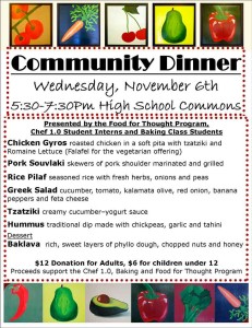 November's Community Dinner Menu - Click for larger version