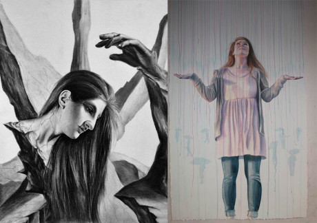 Samples of artwork by Ellery Von Dassow (Left) and Alaina Scheffer (Right)