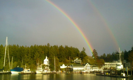 Rainbow over Roche Harbor - Click for larger view - Kevin Holmes photo