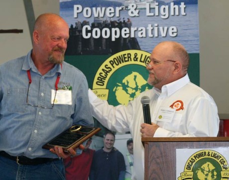 Tim Savage received the OPALCO Safety Award from General Manager Randy Cornelius - Contributed photo
