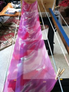 One of Janie's freshly painted scarves - Click to enlarge - Janie Ogle photo