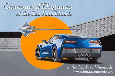 The 2014 event poster - a Corvette Stingray  painted by local artist Ary Hobbel - Click to enlarge