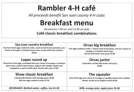 Rambler's Cafe Menu