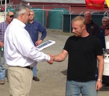 General Manager Foster Hildreth commends Mitchell Barr for his lifesaving action - Contributed photo