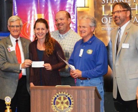 Rotary District  Governor Lyle Ryan, Family Resource representative Jennifer Armstrong, F.H. Museum Director Kevin Loftus, Rotarian Tom Kirschner and  Club President Thomas Sandstrom - Jack Cory photo