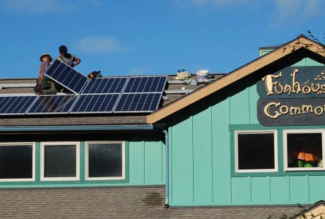 Solar panels being installed on the Funhouse Roof - Contributed photo