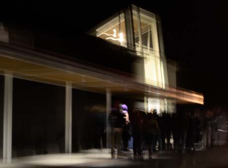 People line up to enter the new IMA Building - Tim Dustrude art photo
