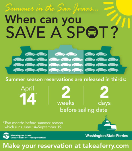 Ferry reservations for summer season begin April 14