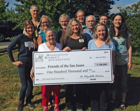 FRIENDS of the San Juans’ staff and board proudly accept the $100,000 grant from the Washington Women’s Foundation - Contributed photo