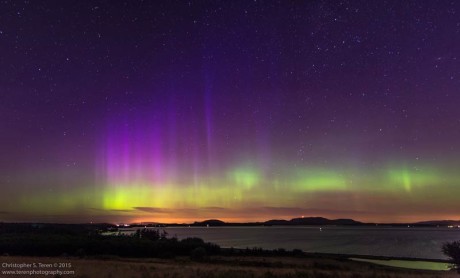 One of the still images of the Aurora Borealis (Northern Lights) over the San Juan Islands, June 23, 2015 - Chris Teren photo