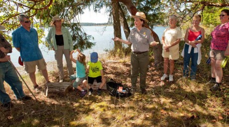 Lee Taylor leads the Westcott Bay Trail walk - Contributed photo