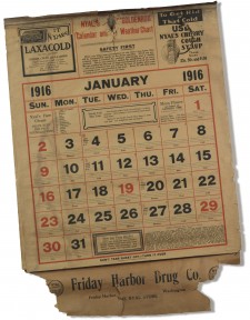 1916 Calendar - Courtesy of the San Juan Historical Society & Museum