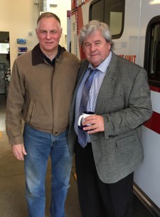 Commissioner Mark Schwinge (left) with the new San Juan Island EMS chief Jerry Martin - Brook Ashcraft photo
