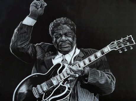 BB King, a drawing by Alaina Scheffer, past scholarship recipient