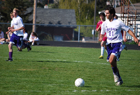 FHHS seniors Pablo Lopez (foreground) and Cam Byington played their last home game yesterday. (photo by Lauren Paulsen)