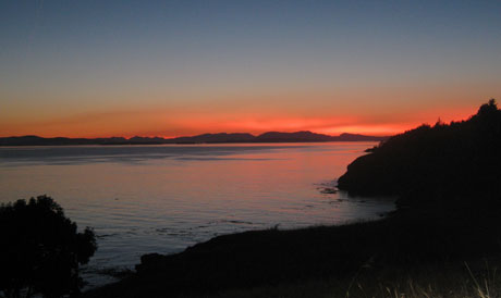 The sun sets over Vancouver Island....