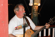 I got to sing a few at "Cheesebuger in Paradise," looking over the ocean with warm breezes.....
