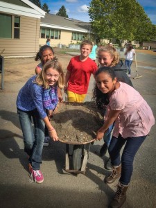 6th graders haul a heavy load for their garden - Contributed photo